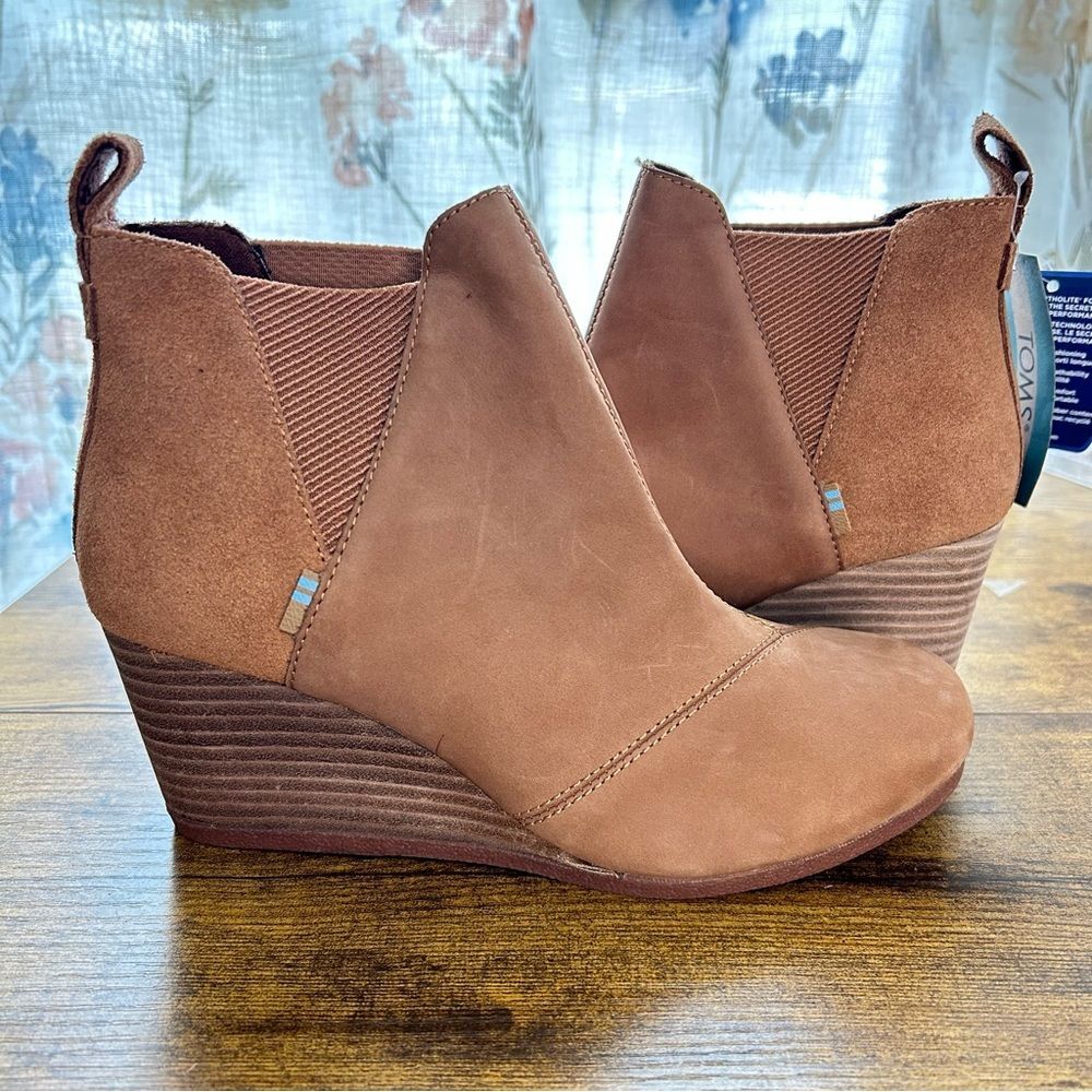 Toms Kelsey Wedge Bootie Tan 6.5 - Picture 2 of 4